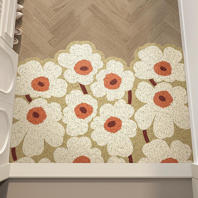 PVC Front Door Anti Slip Foot Mat, Can Be Cut Blanket, Entrance Floor Mat, Advanced  New Wave Silk Ring