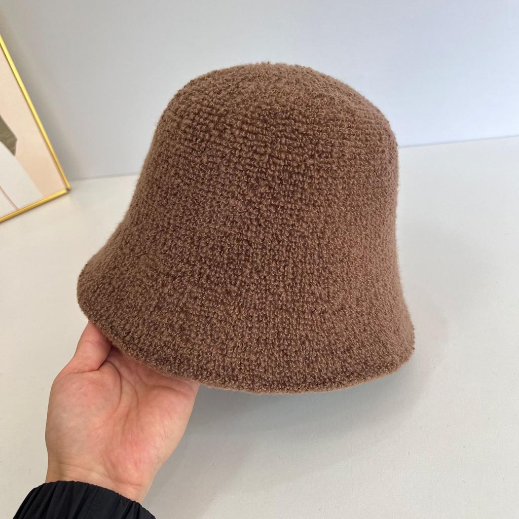 New face granular fleece fisherman's hat children's autumn and winter versatile simple retro bucket hat thermal basin hat