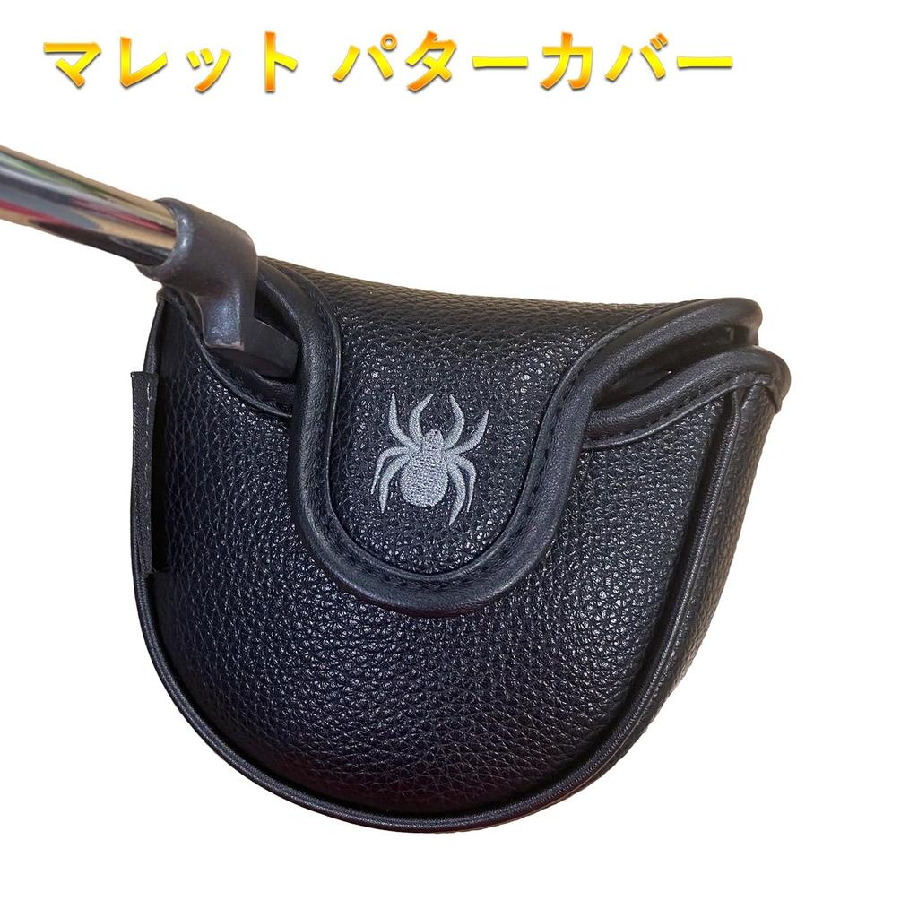 Golf Putter Cover Mallet Head Cover Spider Putter Cover Mallet Golf Cover Single Item Embroidery Waterproof Spider-NRC (Semi-circular Spider, White)