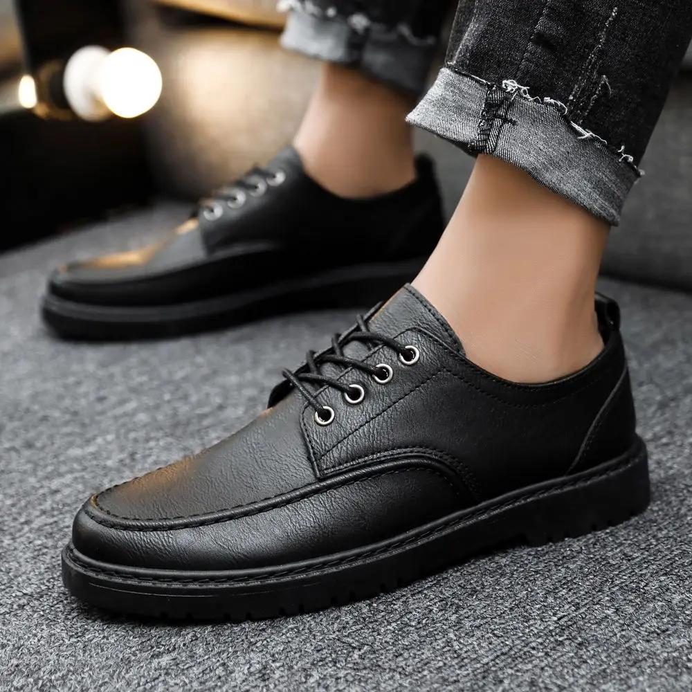 

Low Heel Lace Up Male Casual Shoe Work Non Slip Slip-on In Promotion Luxury Sale Classic Original Retro New Men s Leather Shoes 39