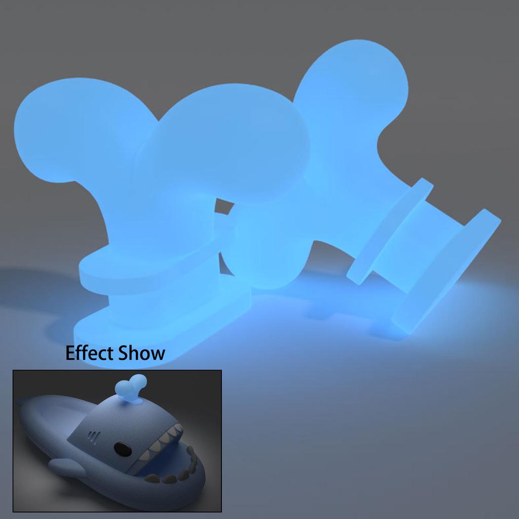 Fashion 2pcs Detachable Fins Unisex Shark Slippers Charms Luminous In Dark Christmas Red Hat Halloween Pumpkin DIY Shoes Accessories