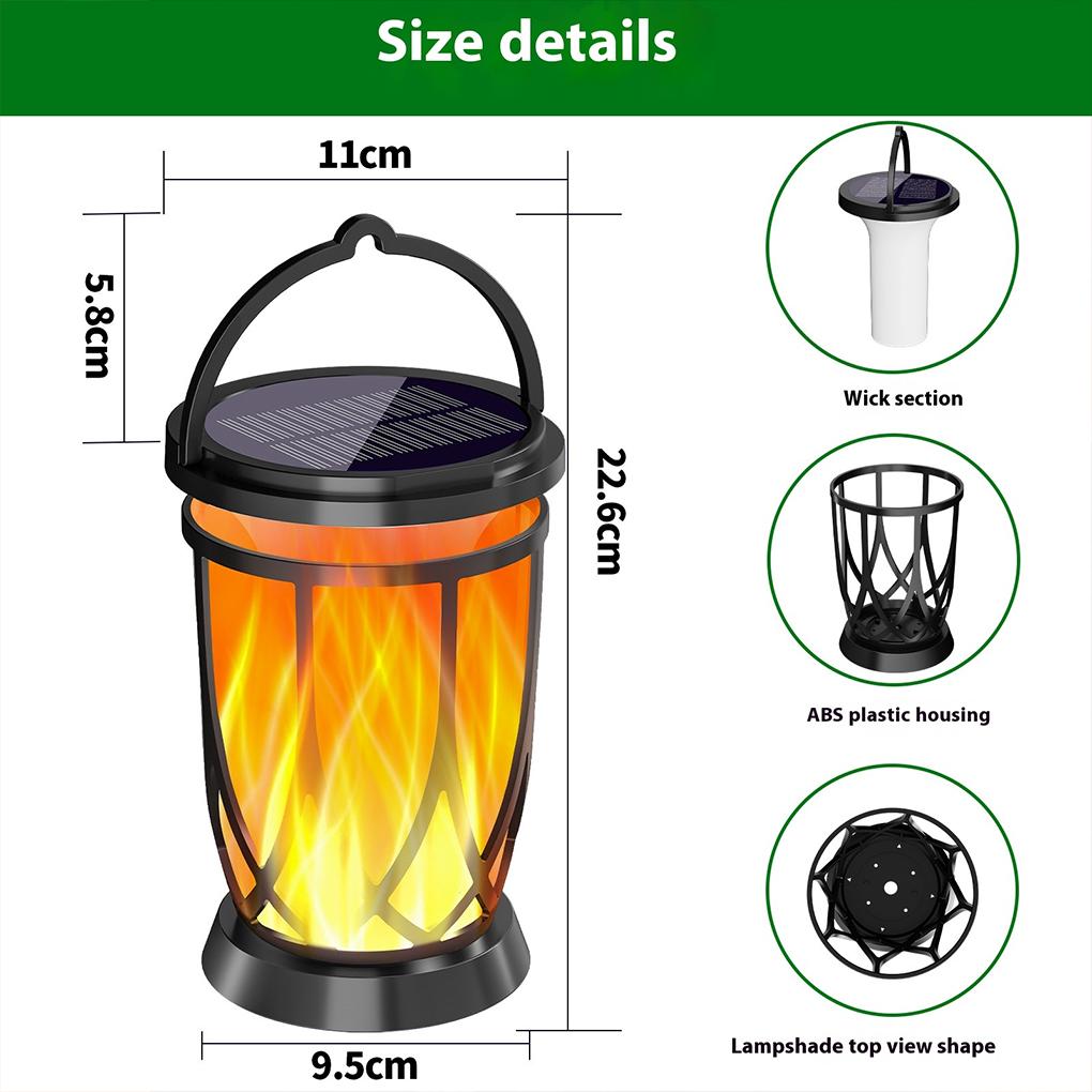 New Solar Flame Light Outdoor IP65 Waterproof Landscape Lamp Hanging Camping Lights for Courtyard Garden Flickering Flame Decor