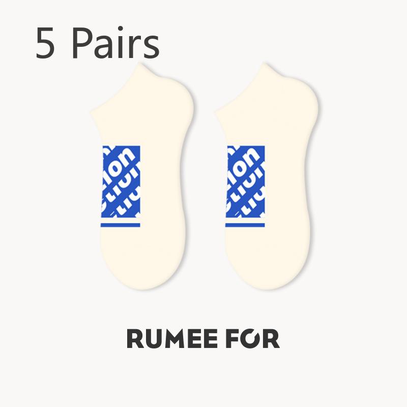 5 Pairs of Women's Summer Trend Outdoor Sports Deodorant Boat Socks