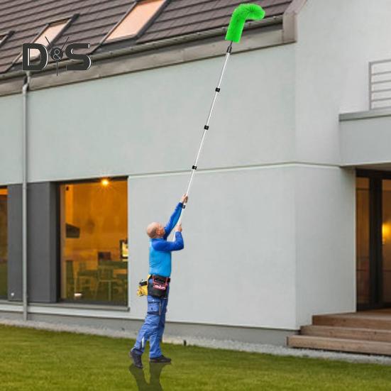 Telescopic Gutter Cleaning Brush Gutter Cleaner Tool with 8 Detachable Telescopic Pole And 2 Cleaning Brushes