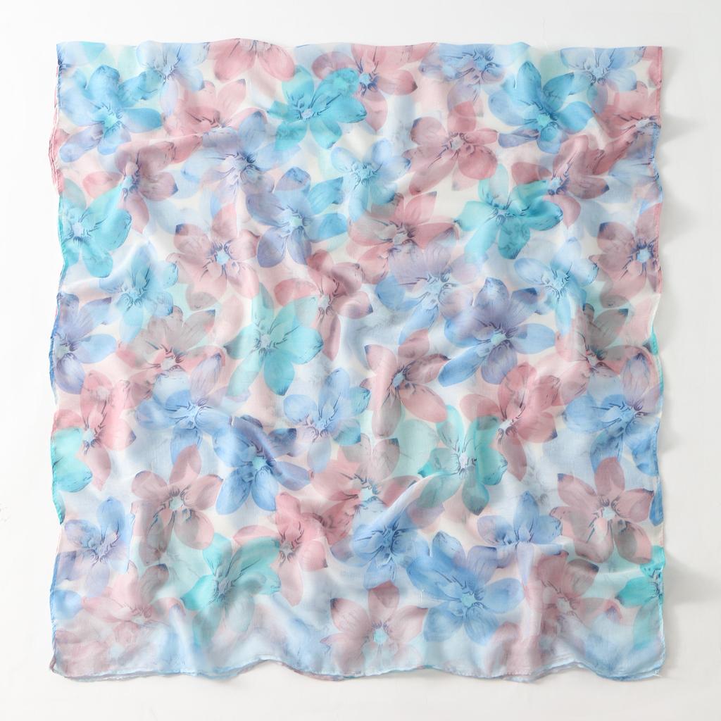 Wrap Silk Film Scarfs For Women Lightweight Fashion Scarves Sunscreen Neck Scarves For Women Print Floral Pattern Scarf Shawl