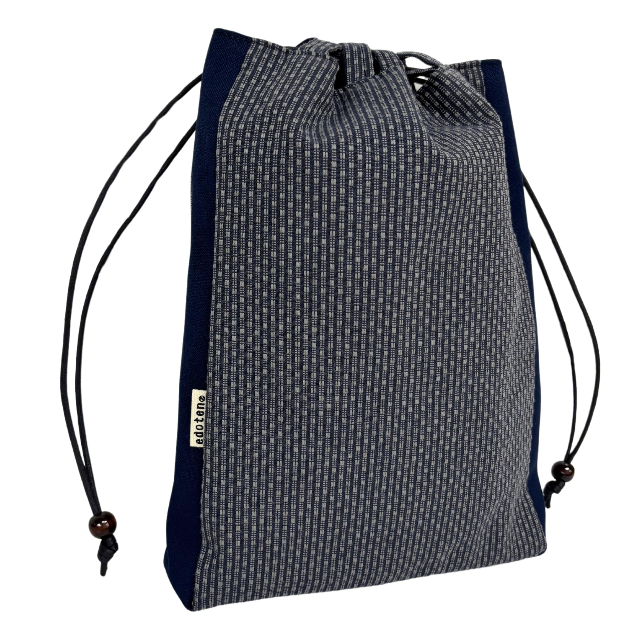 

Edoten Shingen Achibukuro Ткань Сашико с холстом Сделано на кулиске Сумка для штампов Госюинчо с внутренним карманом и тканью сашико Серая с темно-синей холщовой сумкой,