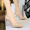 Fashion Banquet Women's Shoes with Fine Heels, Patent Leather, Shallow Mouth, Pointed Toe, Super High Heels, Waterproof Platform Shoes