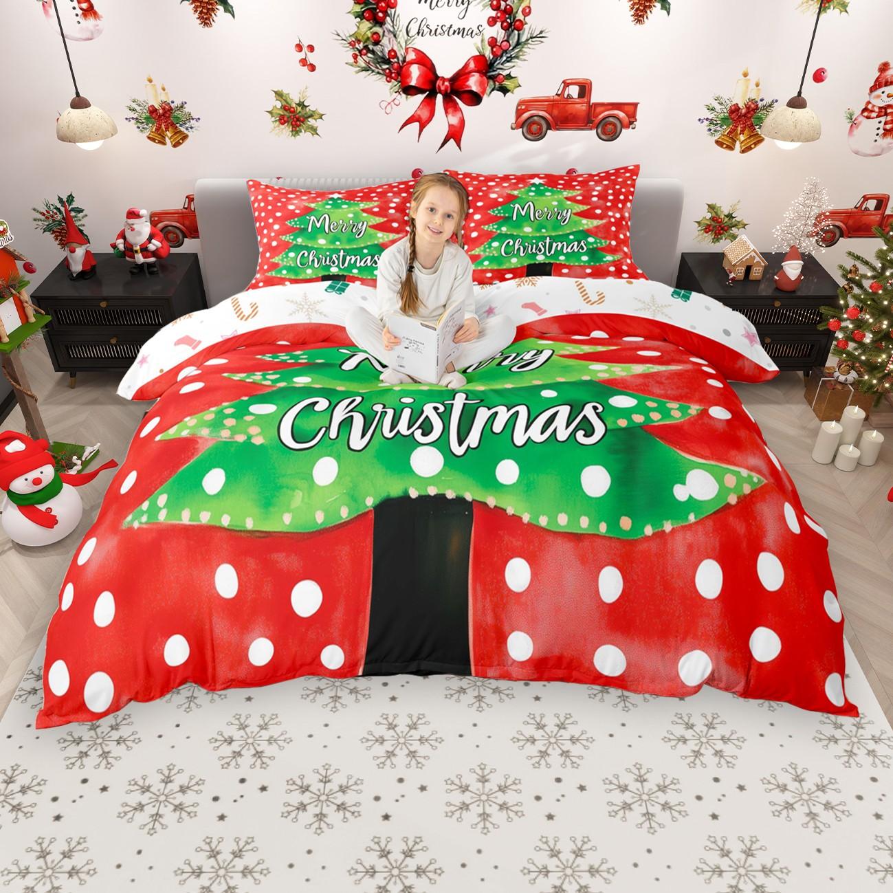 

Детский рождественский комплект пододеяльника Homewish для мальчиков и девочек, Пододеяльник с рождественской елкой и пряничным человечком, Красный фермерский грузовик, Комплект постельного белья DE XS 100x135cm 2pcs&set