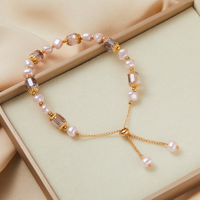 Vintage Purple Imitation Zircon Bracelet for Women Girls Fashion Design Crystal Adjustable Chain Bracelet Zircon Gifts