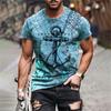 Maritimt anker 3D-trykk T-skjorte Oversize Menn Kvinner Vintage Kortermet Casual T-skjorter Sommer Allsidig O-hals Streetwear Unisex