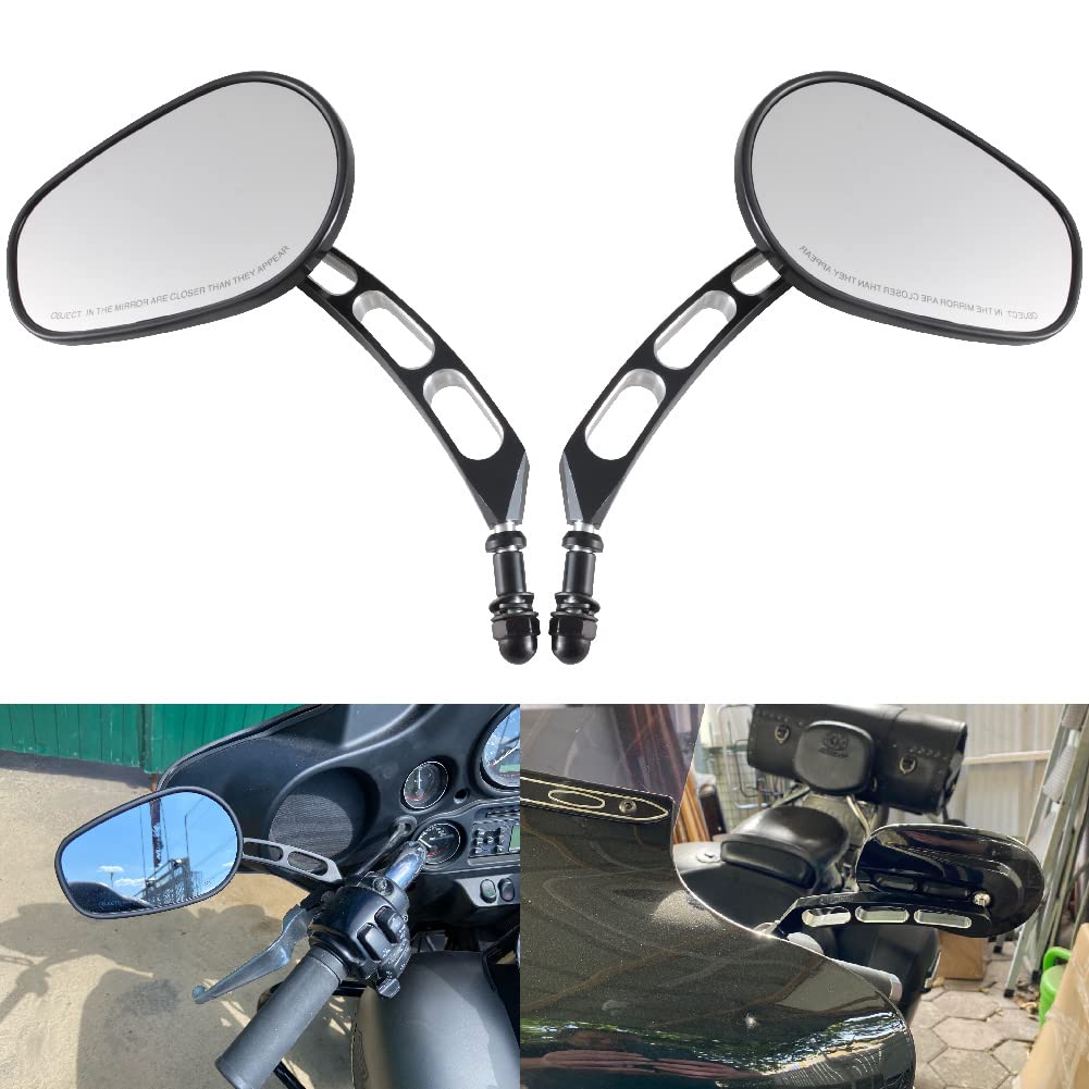 

KATUR Motorcycle 8MM 10MM Handlebar End Mirror Rear View Mirror Bike Black Edge Cut Rear Side Mirror for Harley Street Bob FXDB