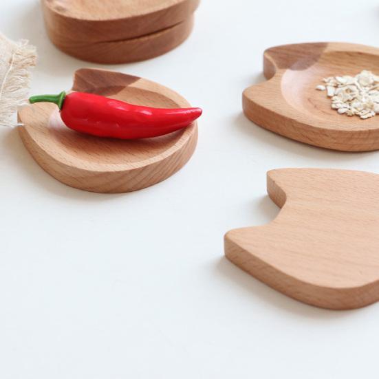 Exquisite Sauce Dish Comfortable Touch Wooden Cartoon Cat Shaped Dipping Bowl Desktop