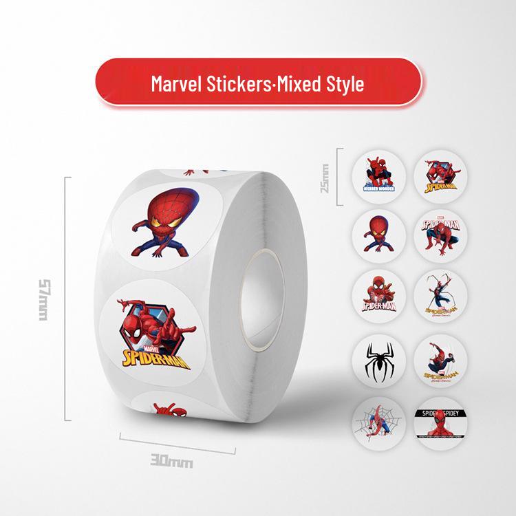 Spider-Man Self-Adhesive Round Reward Stickers: 500 Eco-Friendly Anime Sealing Stickers for Kids
