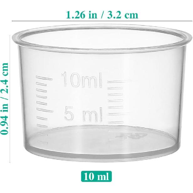 TOYANDONA Disposable Measuring Cup Set Pack of 100 Clear Plastic Measuring Cup 10ml Transparent Containers Thickened Measuring Cups for Mixing Paint,