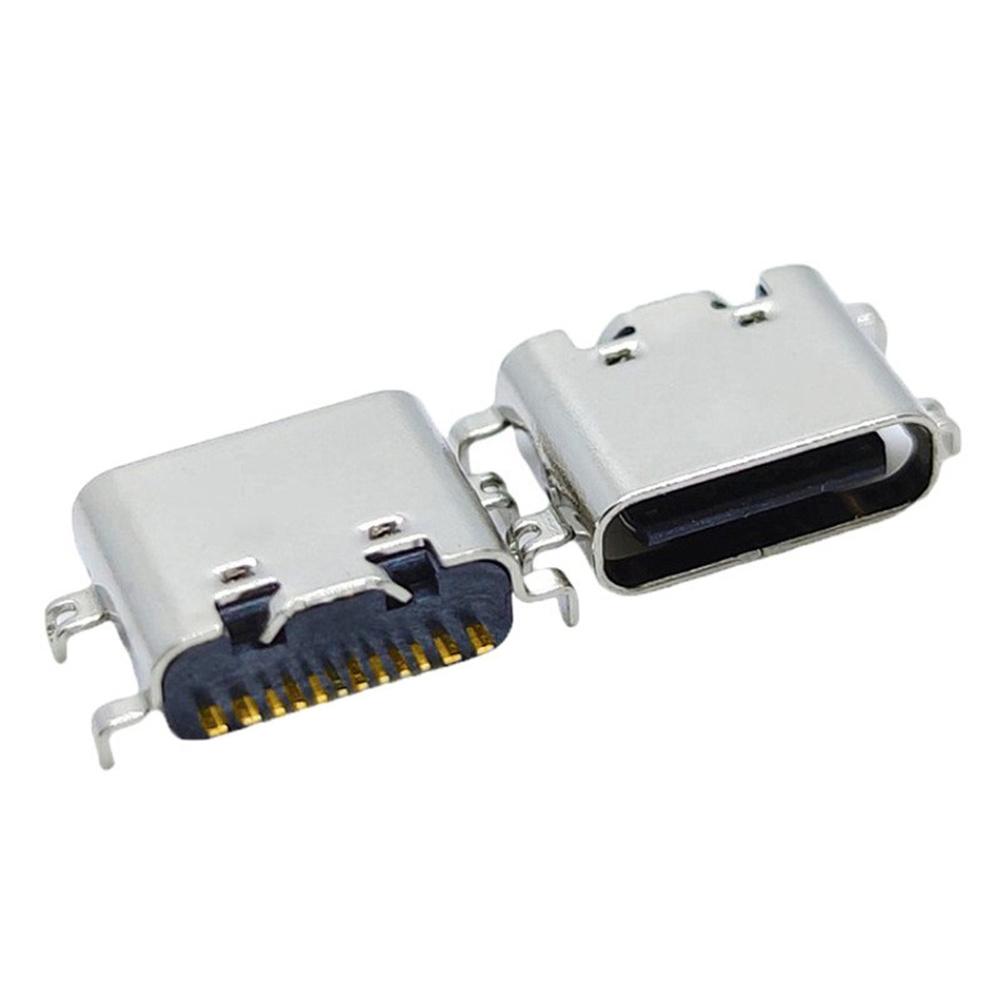 5Pcs Type-C Connection Port Horizontal Female 16 Pin 4-Legged Sinking Plate 1.6