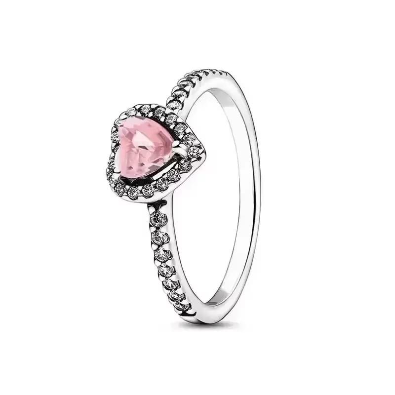 925 Sterling Silver Classic Dazzling Crown Round Hearts Ring Exquisite Women's Light Luxury Charm Ring Jewelry Gift