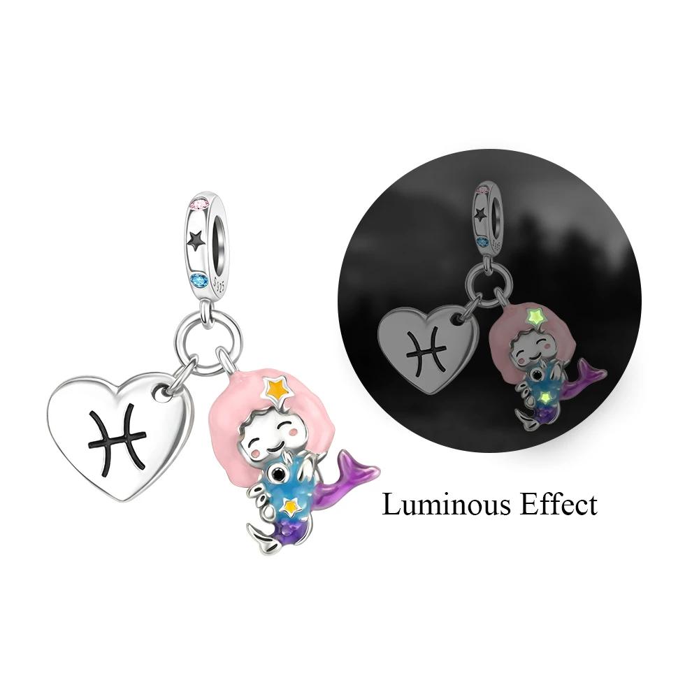 Copper 12 Constellations Collection Luminous Charm Bead Charms Star Shape Bead Compatible With Authentic Bracelets Do It Yourself Fine Jewellery Festi