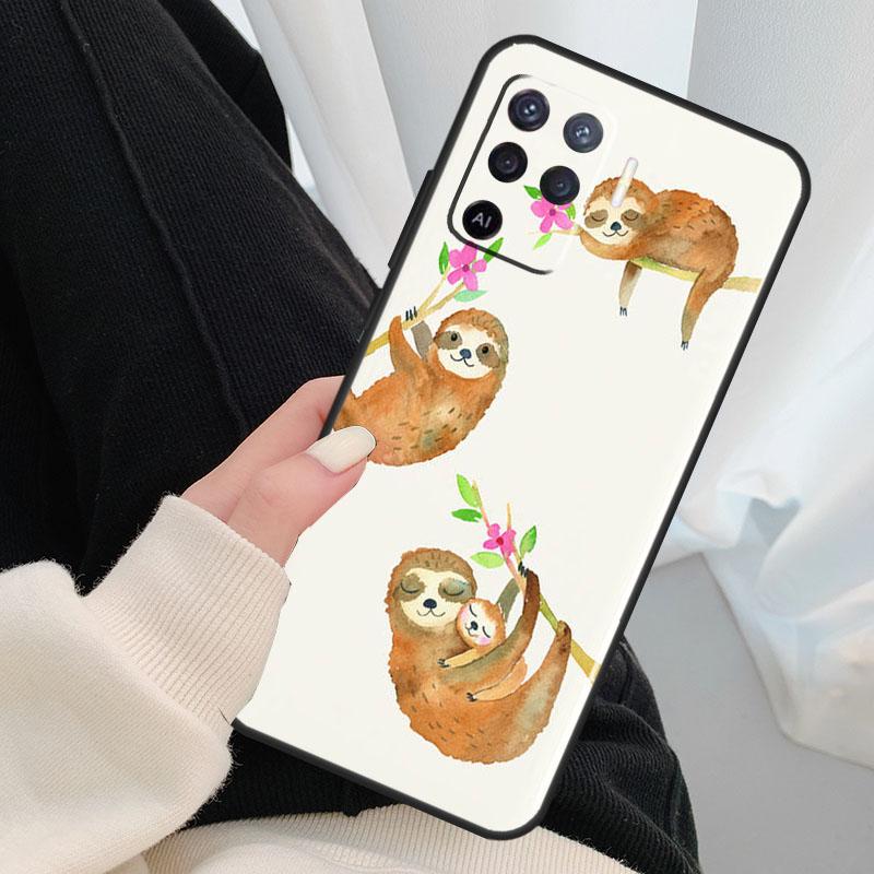 

Cute Sloths Watercolor Case For Oppo A17 A57 A77 A40 A78 A54 A74 A94 A76 A16 A96 A18 A60 A80 A38 A58 A98 A15 A5 Pro OPPO A57 5G