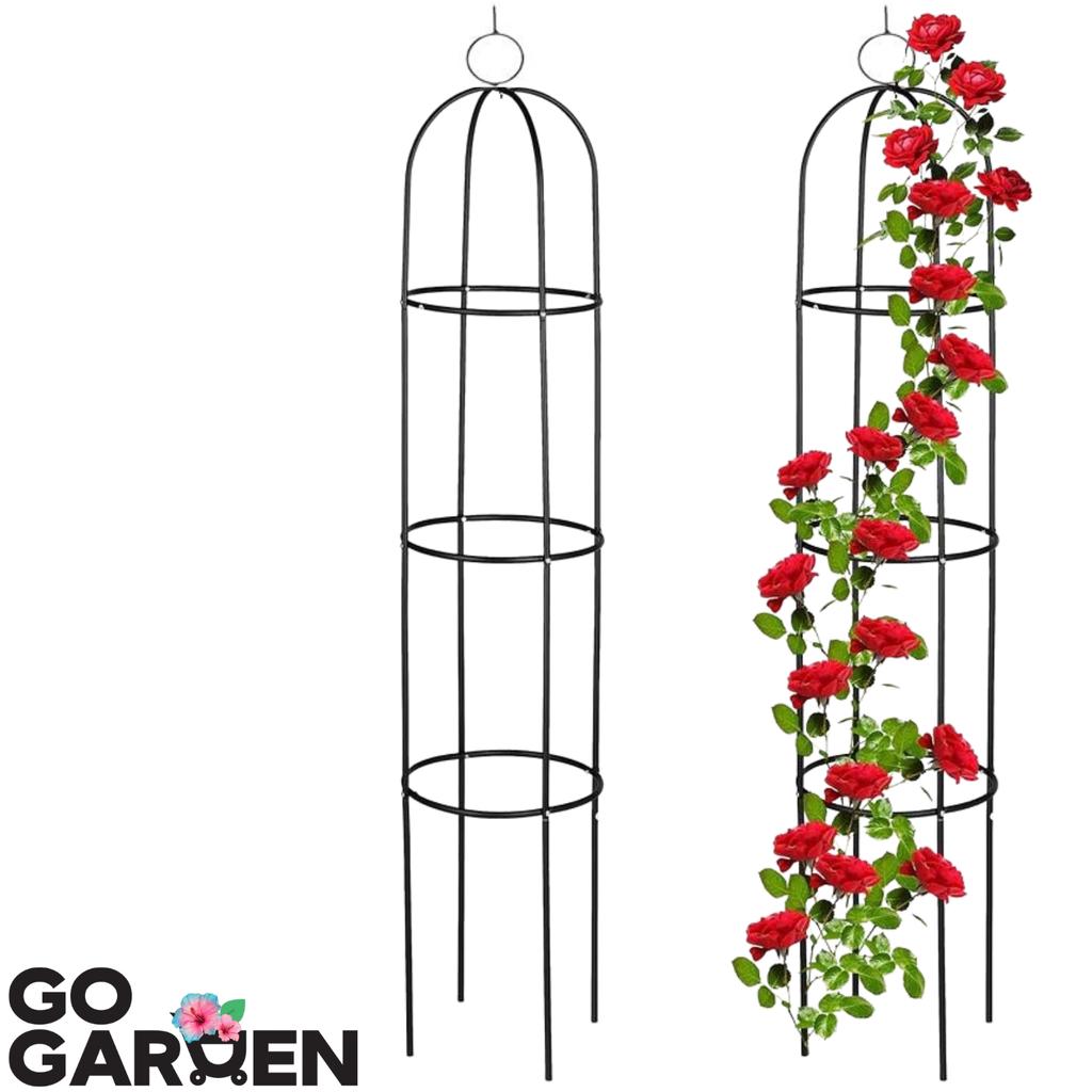 Metal tower garden pergola for climbers, roses, flowers, garden plants, metal