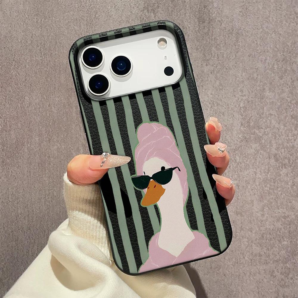 Sunglasses Duck Phone Case For IPhone 17 15 Pro IPhone 16 14 Plus 12 11 Pro Max 13 16e Fundas Shockproof Cover Soft Bumper