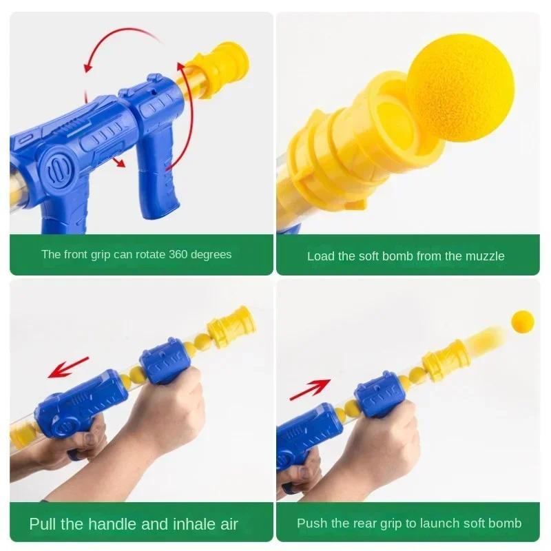 Cat Toys Launch Training Interactive Shooter Gun Teaser Plush Ball Pet Creative Games Stretch Mini Pompoms Kittens Supplies