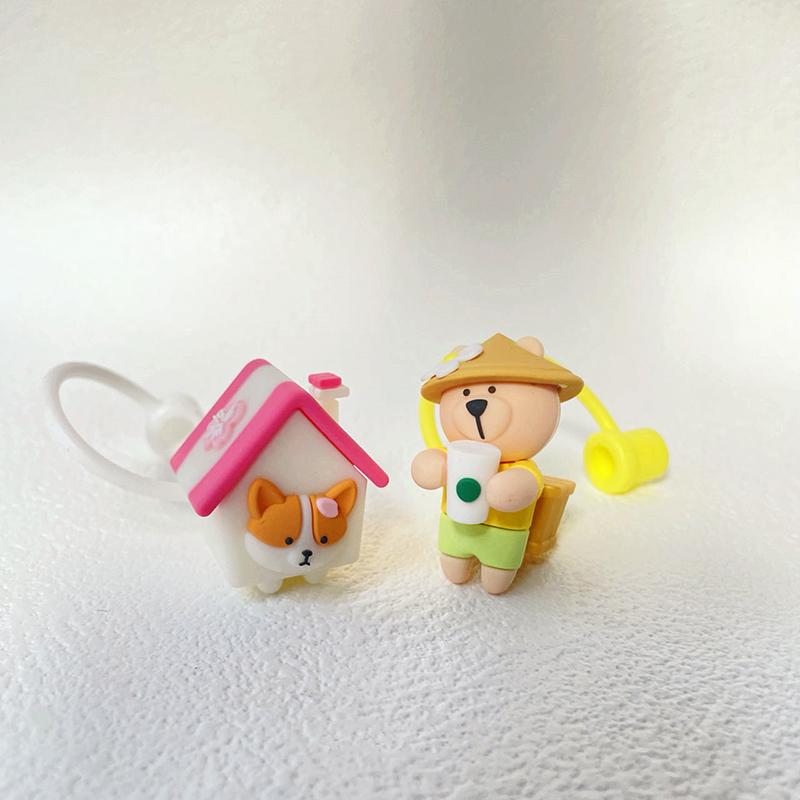Kawaii Silikon-Strohhalmabdeckung für 7-8mm Cartoon Lebensmittelqualität Silikon Staubdicht Hitzebeständig Strohhalm-Stopfen Kappe Schnabeltassen Zubehör