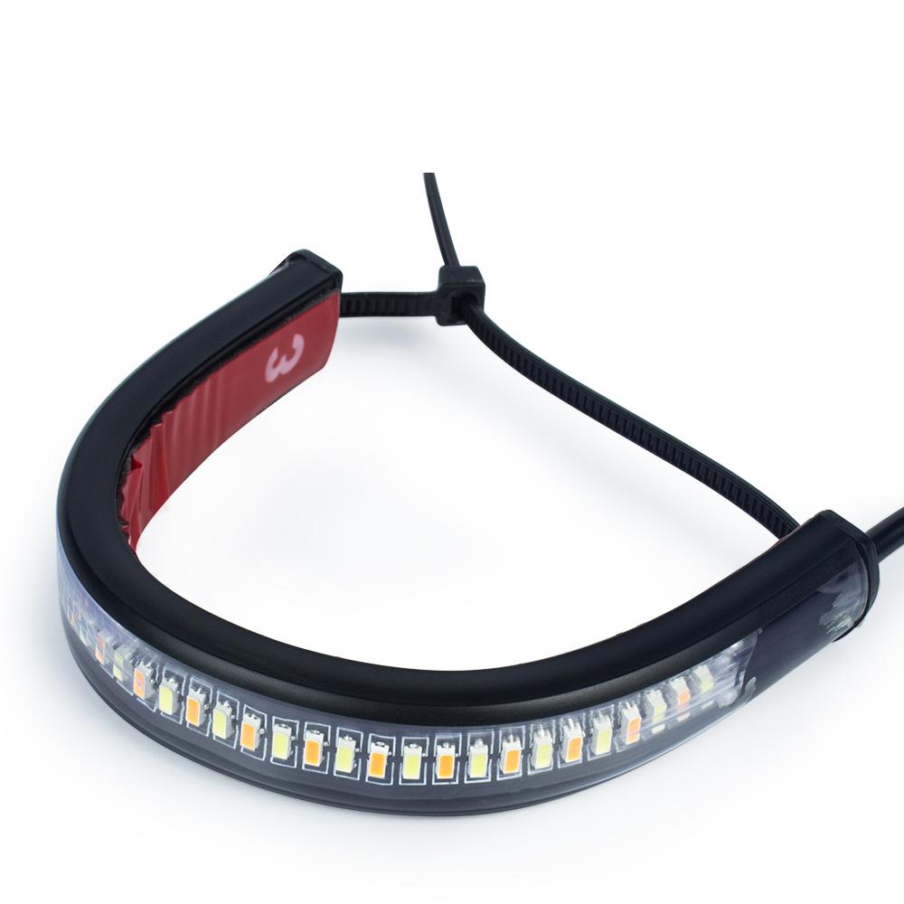 

1/2 шт. гибкие плавные светодиодные указатели поворота для мотоцикла, полосы белого и янтарного цвета, передняя вилка для мотоцикла, водонепроницаемые ходовые огни 1 piece