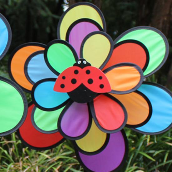 Pin-wheel Funny Colorful Three Layers Bee Beetle Windmill Wind Spinner Pinwheels for Decoration