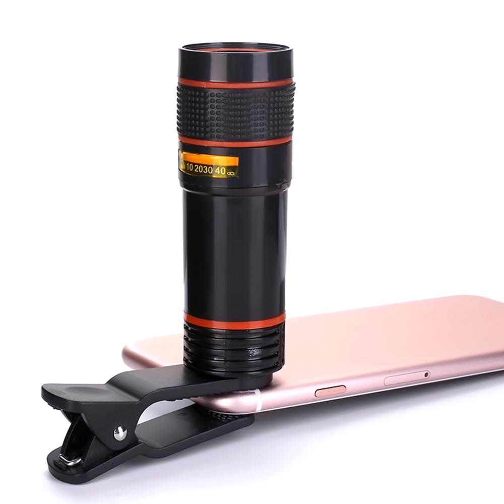 Phone Camera HD Lens Universal Clip on 12X Zoom Cell Phone Telescope Lens For iPhone External Telescope Phone