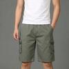 Men'S Plus Size Casual Shorts Summer Pure Cotton Cargo Shorts Multi-Pocket Loose Breathable Knee-Length Beach Shorts