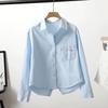 Women's Back Split Short Shirt Design Folded Pocket Jacket Leisure Outside Female Blouse