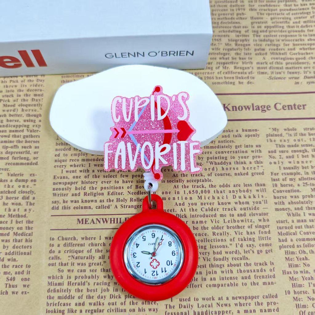 Shiny Cartoon Nurse & Doctor Badge Reel with Retractable PVC Pocket Watch Clip