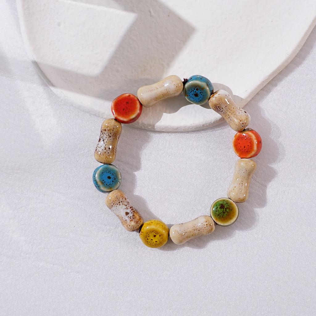 Ceramic new fashion flower glaze bead bracelet multi-color leisure ethnic style student