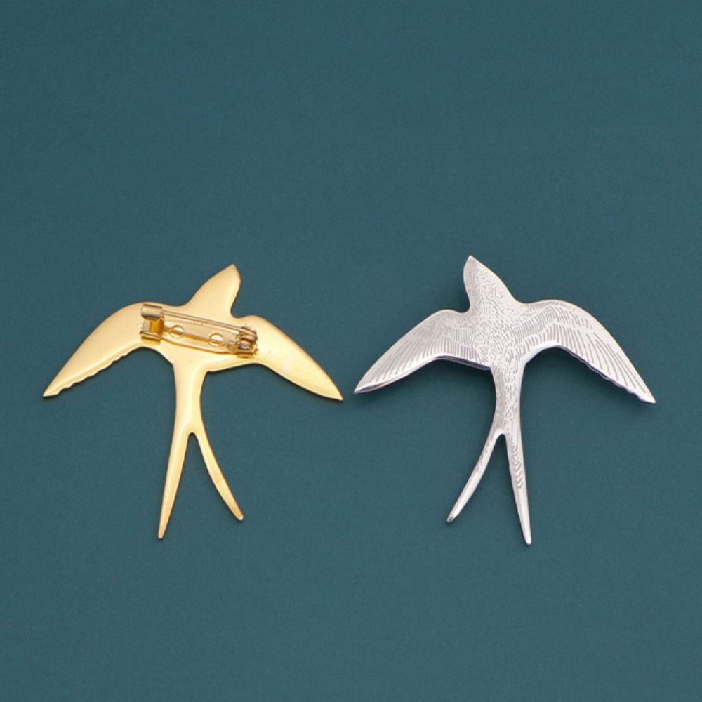 Silver Swallow Brooch Pin Animal Badge Jewelry Swallowtail Pin  Trousers