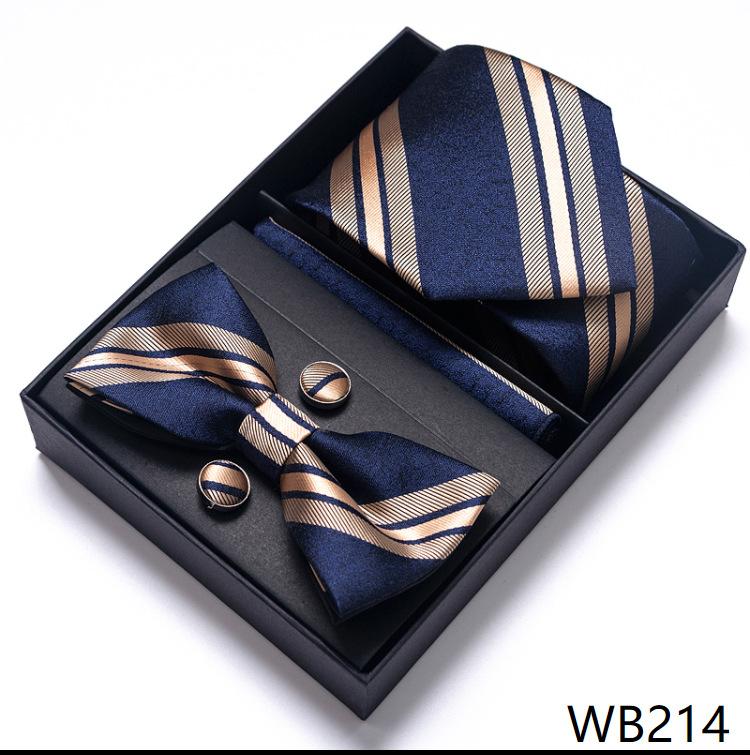 Men'S Business Dress Party Tie Gift Box Fashion Tie Square Scarf Combination Set Tie Bow Tie Set