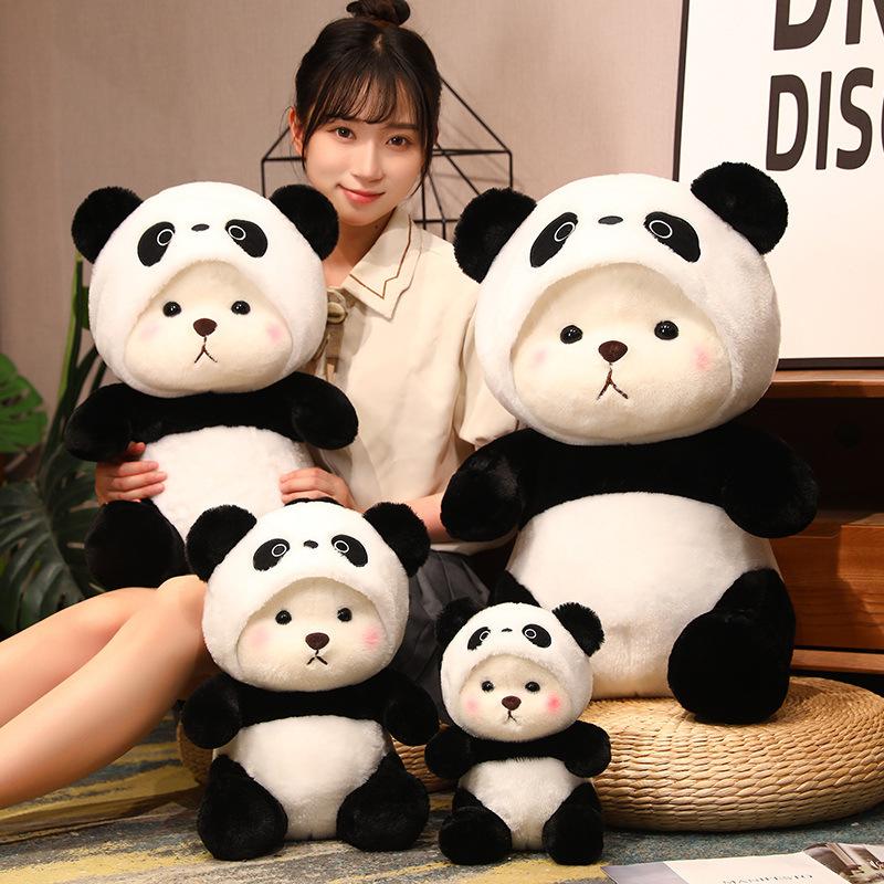 Transform into a panda doll for children to appease black and white panda doll plush toy market ring doll