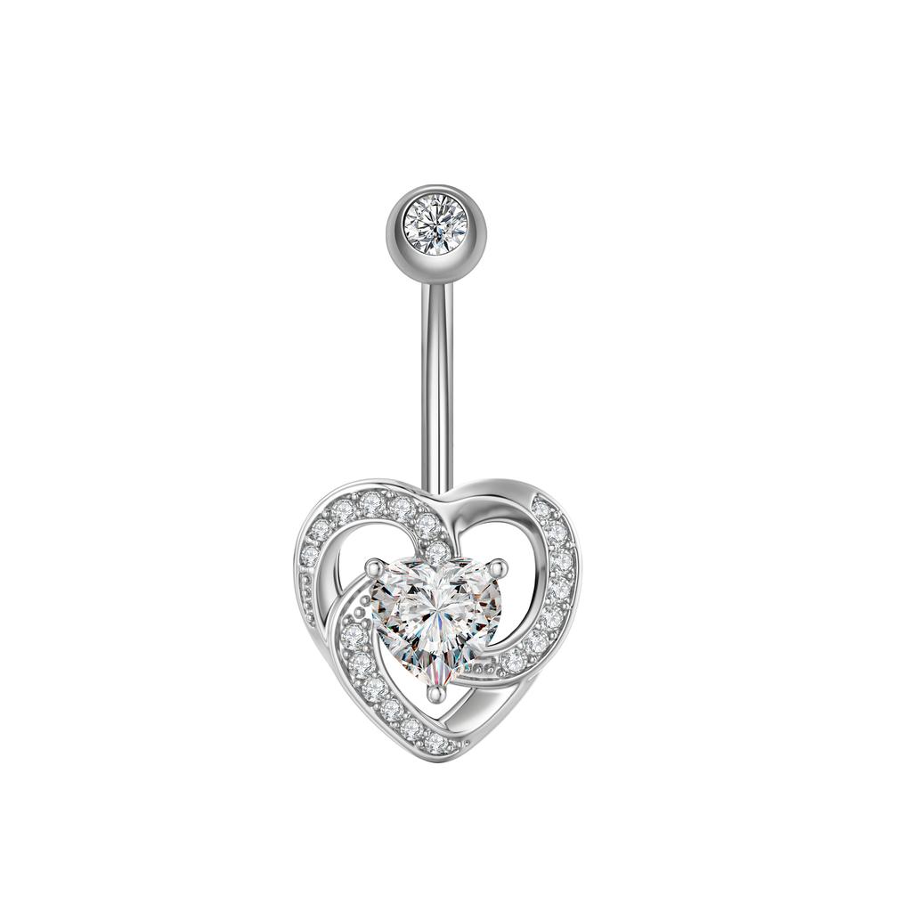 14G Heart Flower Shaped Navel Piercing Water Drop Belly Button Piercing Pendant Belly Piercing Women Jewelry