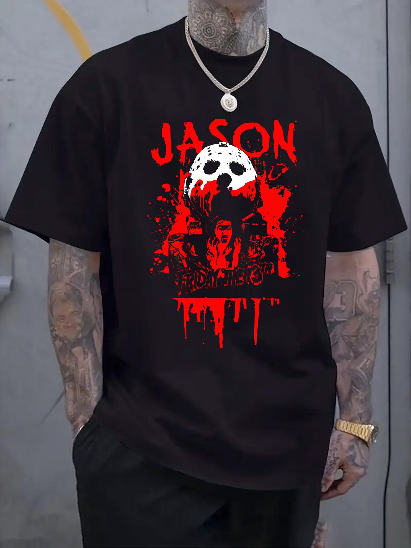 Friday the 13th Horror Graphic T-shirt - Jason Mask & Bloody Hands Print XXXXL