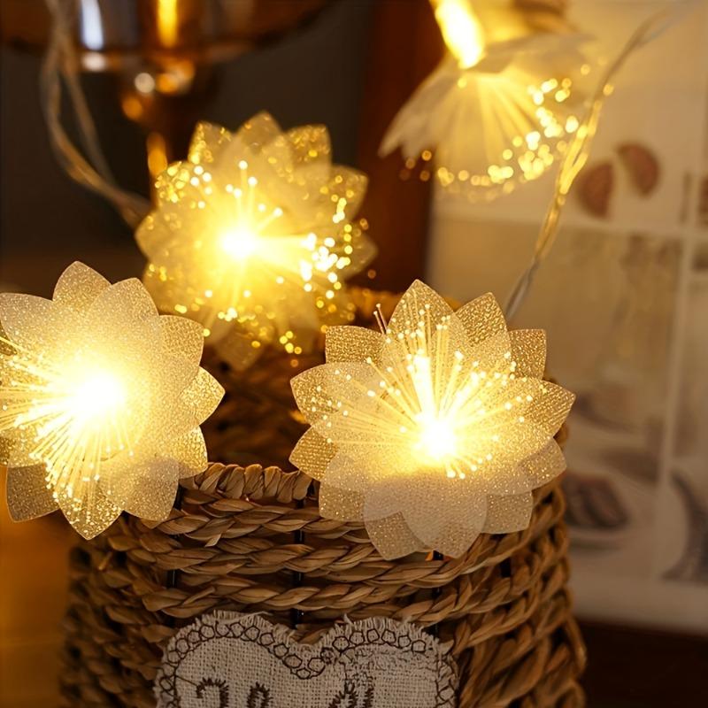 Christmas Fairy String Lights Battery Powered LED Fiber Optic Flower Garland for Xmas Tree Home Wedding Party Holiday Decoration