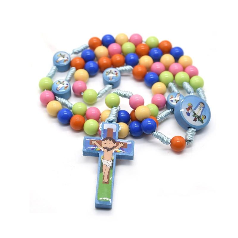 Cartoon Jesus for Cross Rosary Necklace Catholic Jewelry Pendant for Birthday Wedding Festival Party Decoration