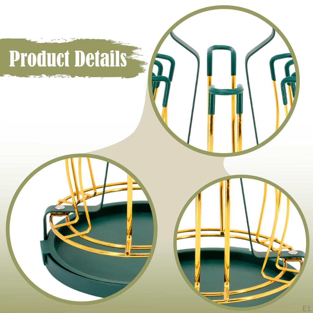 Cups Drying Rack Stand Drinking Glass Drainer with Drainboard Tray Stylish Mug Organizer