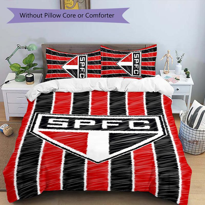 3pcs São Paulo FC Logo Pattern Bedding Set Duvet Cover Set Includes Duvet Cover &pillowcases, Perfect All Season Bedroom Decoration & Gift