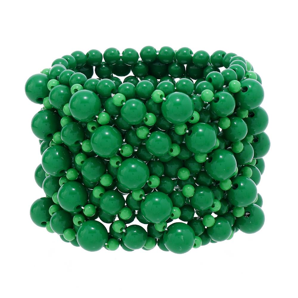 

Креативная мода бисерный модный эластичный браслет, преувеличенная индивидуальность универсальный браслет аксессуары для женщин зелёный