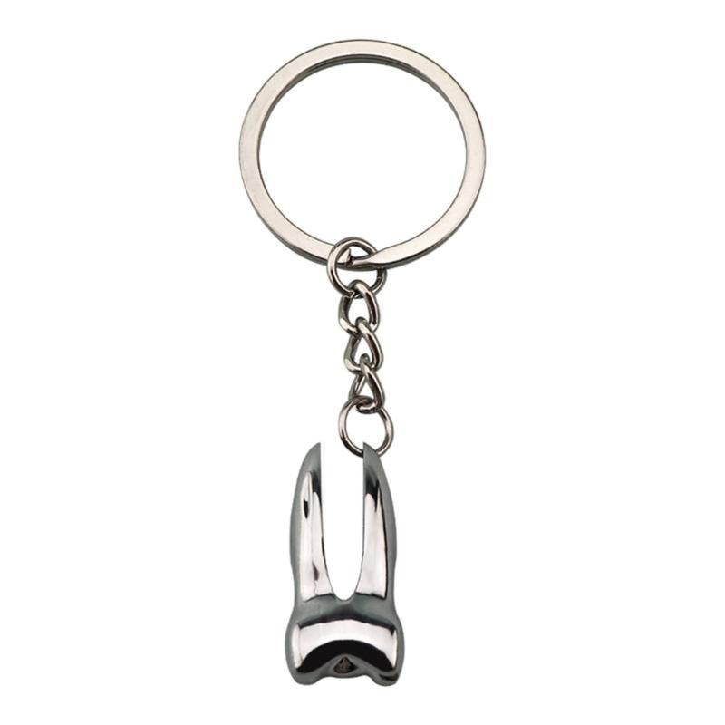 Sturdy Zinc Alloy Materials Tooth Shaped Keychain Charm Pendant Portable for Dental Professionals and Clinic Giveaways