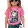Cat Girl T-Shirt Short Sleeve Tees Girl Clothes Round Neck Top Fashion Junior Girls' Clothing Cute Outdoor Kids T-Shirts