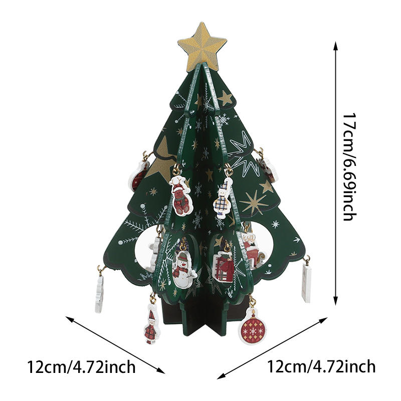 3D Wooden Christmas Tree Ornament Mini Christmas Tree Holiday Window Display Christmas Decorations