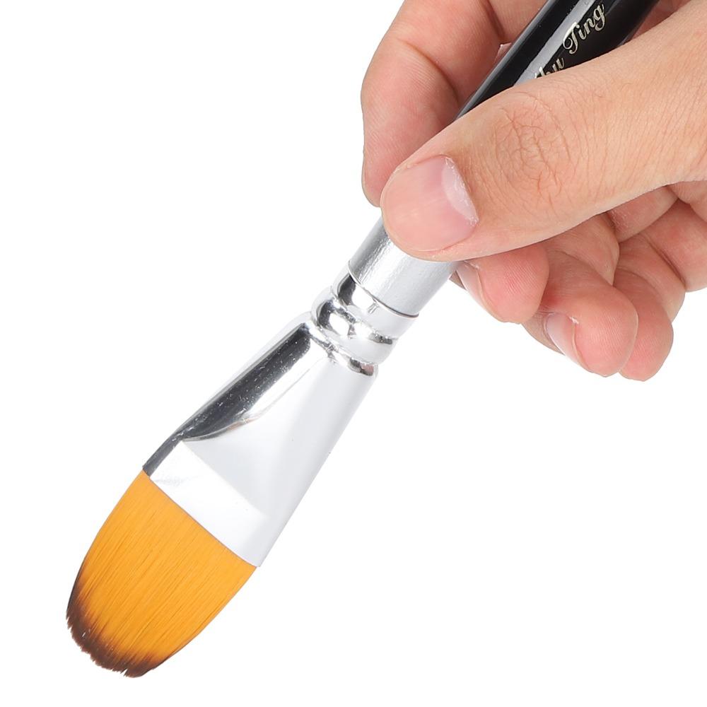 8PCS Wood Handle Paint Brush Set Round & Flat Tips Multi-Media Brushes Acrylic Painting