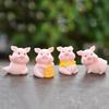 Resin Pink Pig Landscape Ornaments Pink Pig Cartoon PigCar Decoration  Ornaments Gift