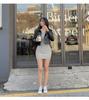 Korean Square Neck Spaghetti Strap Knit Dress - Waist-Cinched, Tight-Fitting, Hip-Hugging