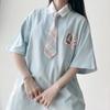 Preppy Japan Jk Uniformhemd Soft Girl Niedliches Hasenmuster Kurzarm-T-Shirt Karierter Faltenrock 2024 Kawaii Damen Poloshirt